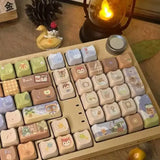 SHOPMOCHO 142 Keys Customized Gift Cute Cat keycaps New MAO Keycaps Square Thermal Sublimation Mechanical Keyboard 2.25 U 2.75U for Alice