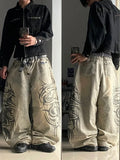 SHOPMOCHO American Y2K New Grey Printing Baggy Jeans Men Women High Street Vintage Hip Hop Harajuku Casual Joker Couple Wide-leg Pants