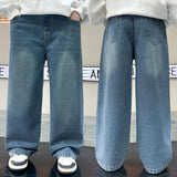 SHOPMOCHO New Arrival Boys Spring Autumn Jeans Trendy Streetwear Child Straight Leg Loose Wide Leg Denim Pants for Teenage Kids