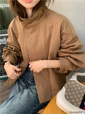 Shopmocho Korea Short Outerwear Woman Casual Loose Lazy Chic Long Sleeve Cotton Blends Windbreaker Coats Thin Thench