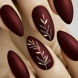 SHOPMOCHO 24Pcs Matte Almond Autumn Winter False Nails with Glue Glitter Butterfly Fake Nail Press Ons Black Gradient Artificial Nail Tips