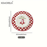 Shopmocho Christmas Ceramic Plate with Cups Platter Serving Tray Porcelain Dish for Fruit Appetizer Dessert Candy Snack Salad Dinnerware