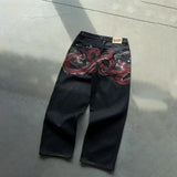 SHOPMOCHO Y2K Baggy Jeans men vintage Embroidered high quality denim fabric American style jeans Gothic streetwear Hip Hop wide leg pants