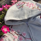 SHOPMOCHO 2025 Autumn/Winter Fashion Cherry Blossom Embroidery Patch Zipper Hoodie for Men and Women Y2K Harajuku Retro Gothic Casual Clow