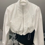 SHOPMOCHO Autumn Vintage Women's Windbreaker Cropped Jackets Harajuku Oversized Streetwear Long Sleeve Casual Fashion Female Elegant Top