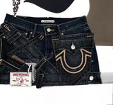 SHOPMOCHO Y2K Gothic Punk Style Denim Short Skirt Women Harajuku Retro Patched Zipper Skirt Streetwear Low Waist Vintage Jeans Mini Skirt