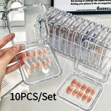 Shopmocho 10PCS Press-On Nail Storage Acrylic Boxes with Adhesive Sheets Transparent Clear Nail Boxes Jewelry Storage Tool&Accessories