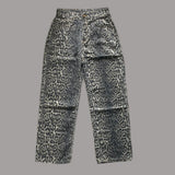 Shopmocho Women's Jeans Leopard High Waist Hip Hop Straight Fashion Pants Streetwear Harajuku Y2K Style Female Wide Leg Denim Trousers