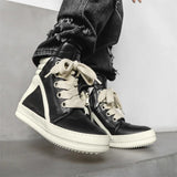 SHOPMOCHO High-top Sports Shoes Lace-up Leather Ankle Boots Male Skateboard Shoes Basketball Sneakers 39-44 Men Casual Luxury Sneakers
