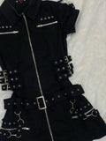 SHOPMOCHO Premium Slim Dark Casual Dresses Japanese Unique Half Sleeve Minority High Street Robe Personalized Y2K Goth Punk Style Vestidos