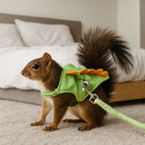SHOPMOCHO Soft Cartoon Ferret Vest Harness Adjustable Flannel Hamster Chest Strap Dragon Design with Bell Ferret Traction Rope Training