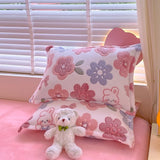 SHOPMOCHO 2pcs Fluffy Plush Pillowcase for Winter Warm Soft Coral Fleece Pillowcase Cover 48x74cm Cartoon Kids Pillow Sham Cushion Cover
