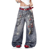 SHOPMOCHO Autumn Korean Trendy Harajuku Streetwear Y2K Candy Chain 3D Printed Baggy Jeans Men's Hip-hop Retro Punk Straight Wide-leg Pants