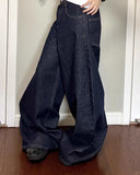 SHOPMOCHO New American women black high street vibe wide-leg jeans for autumn and winter for men and women washed loose straight pants
