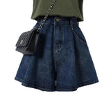 SHOPMOCHO High Waist Wide Leg Short Jeans Women's Summer Thin Loose Slimming A- Line Hot Pants plus Size Cover Hip Versatile Shorts