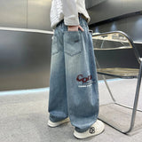 SHOPMOCHO 4-14Yrs Children Boys Jeans UNITIM Spring Autumn Junior Boys Straight Pants Loose Elastic Waist Teens Boys Pants Kids Boy Pants