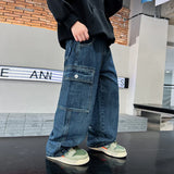 Shopmocho Teen Boys Jeans 2025 New Spring Autumn Pants Children's Straight Trousers Teenager Wide-legged Cargo Pants Kids Loose Clothes