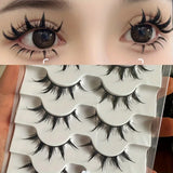 Shopmocho Anime-Inspired False Eyelashes, 5 Pairs Cartoon Eye Faux Lashes, Dramatic Look Demon Style, Volumizing & Lengthening