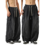 SHOPMOCHO Black Baggy Cargo Jeans Trousers Men Casual Wide leg Jogging Pants Oversize Vintage Straight Loose Work Jeans Pants Soft Comfort