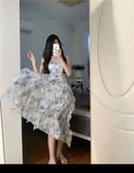 Shopmocho Elegant Pure Desire Tank Dress For Women Summer V-neck Waist-fitted Sweetins Niche Spicy Style Sleeveless Dress