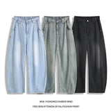 SHOPMOCHO Man Pants Mens Jeans Summer New High Street Fashion Casual Thin Ice Silk Curved Blade Trousers For Men