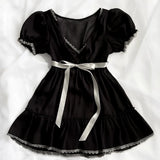 Shopmocho Rural Style Y2K Dress Aesthetics Graphic Print Punk Unique A-line skirt Streetwear Rock Gothic Braces skirt Hip Hop Frock Casual
