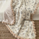 SHOPMOCHO Warm Winter Baby Blanket Pompom Blush Sprigs and Blooms Minky Blanket Floral Baby Blanket Quilt Bedding Cover 90*130cm