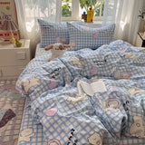 SHOPMOCHO Boys Girls Duvet Cover Set with Zipper Ins Cute Cartoon Bed Flat Sheet Pillowcases No Filler Twin Queen Size Fashion Bedding Set