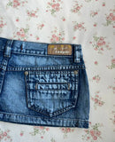 SHOPMOCHO Women Y2K Vintage Blue Washed Denim Mini Skirt Low Rise Metal Button Detail Slim Fit Casual Streetwear Jean Skirt Summer Outfits