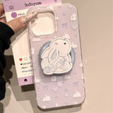 Shopmocho Cute Cartoon Rabbit Quicksand for Magsafe Griptok Holder Phone Finger Ring Stand Support for IPhone 15 Girl Bracket