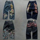 Shopmocho Y2K Baggy Jeans men vintage Embroidered high quality denim fabric American style jeans Gothic streetwear Hip Hop wide leg pants