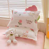 SHOPMOCHO 2pcs Fluffy Plush Pillowcase for Winter Warm Soft Coral Fleece Pillowcase Cover 48x74cm Cartoon Kids Pillow Sham Cushion Cover