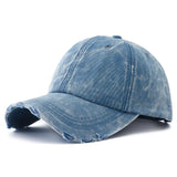 SHOPMOCHO 2026 New Vintage Washed Denim Baseball Cap Women Black Solid Color Distressed Jean Snapback Hats for Men Gorras Para Hombres