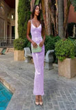 Shopmocho Sexy Backless Maxi Dress Summer Dresses Cross Halter Fashion U Neck Slim Glitter Evening Robe 2025 Summer Lady Beach Dresses