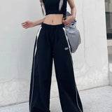 Shopmocho American Retro Black Street Hip-hop Trend Leisure Wide-leg Trousers Thin Straight Tube Baggy Sweatpants