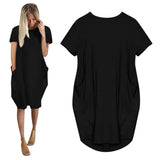 Shopmocho Plus Size Women Short Sleeve O-Neck Loose Casual Dresses