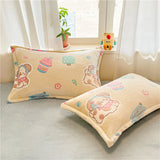 SHOPMOCHO 2pcs Fluffy Plush Pillowcase for Winter Warm Soft Coral Fleece Pillowcase Cover 48x74cm Cartoon Kids Pillow Sham Cushion Cover