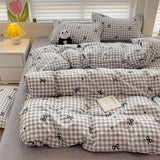 Shopmocho Ins Pink Plaid Bedding Set No Filler Twin Queen Size Comforter Cover Flat Sheet Pillowcase Girls Boys Solid Blanket Duvet Duvet