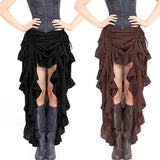 Shopmocho S-6XL Black Brown Palace Vintage Corset Irregular Skirt Pirate Skirt Adult Women Gothic Patchwork Steampunk Ruffles Corset Skirt