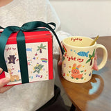 Shopmocho Ceramic Coffee Mug Funny Cute Cartoon Dog Mug with Handle Home Baking Dessert Breakfast Milk Mug Present for Friends Family