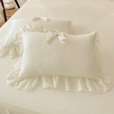 SHOPMOCHO 3pcs White Bedding set ruffles Duvet Cover Set (1*Duvet Cover + 2*Pillowcase, Without Core)for bedroom guest room