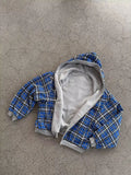 Shopmocho Blue Double-Sided Simple Style Wearable Gray Sweatshirt Plaid Inside Gothic Jacket Men And Women Streetwear