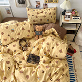 SHOPMOCHO New Soft Skin-friendly Bedding Set Comfortable Breathable Duvet Cover Set with Sheet Single Double Quilt Cover and Pillowcases