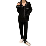 SHOPMOCHO Korean Style Cute Pajama Woman Winter Autumn Sleepwear Lady Long Sleeve Tops Pants 2Piece Pyjamas Solid Lingeries Sets Nightwear