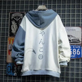 Shopmocho Japanese Style Spring Autumn Men Hoodie Hooded Cute Cat Print Patchwork Teen Hoodies Fashion Anime Harajuku Male Sweatshirt