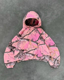 SHOPMOCHO Streetwear Pink Camo Zipper Hoodie Y2k Harajuku Retro Gothic Two Piece Set Mens and Womens New Fashion Casual Camo Sports Pants