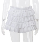 SHOPMOCHO Cryptographic Fashion Y2K Ruffle Tiered Mini Skirts Co-ord Sets Elegant Outfits Tie Front Tops and Skirt 2 Piece Matching Sets