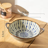 Shopmocho 7.5inch Japanese Household Noodle Bowl Ceramic Soup Bowl With Handle Salad Pasta Bowl Kitchen Tableware Microwave Oven Bakware