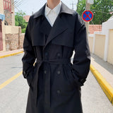 SHOPMOCHO Korean style Spring Trench Coat Male Streetwear Windbreaker Trenchcoat Men Solid Business Casual Loose Long Overcoat