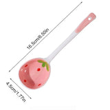 Shopmocho Kawaii Strawberry Ceramic Soup Spoon Cute Korean Ice Cream Hand Painted Coffee Dessert Long Handle Spoon Kitchen Accessories
